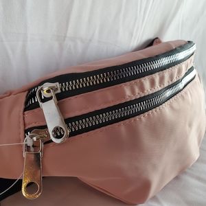 Stylish pink double zipper waist bag